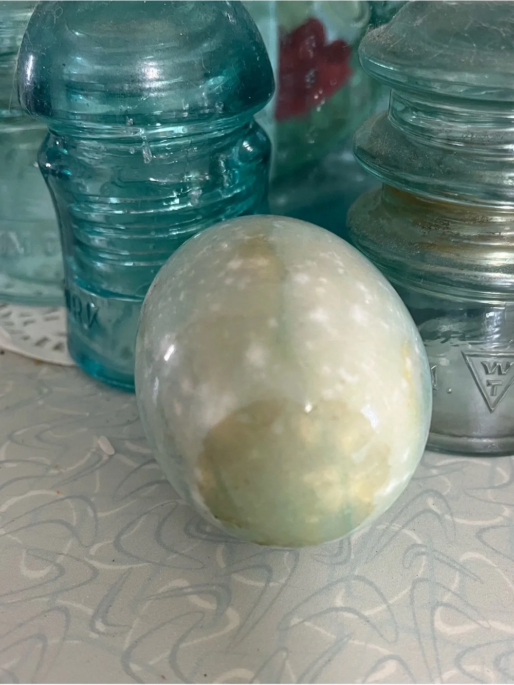 Polished Aqua Green Decorative marble alabaster stone Egg
